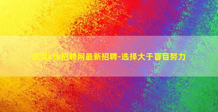 武汉ktv招聘网最新招聘-选择大于盲目努力